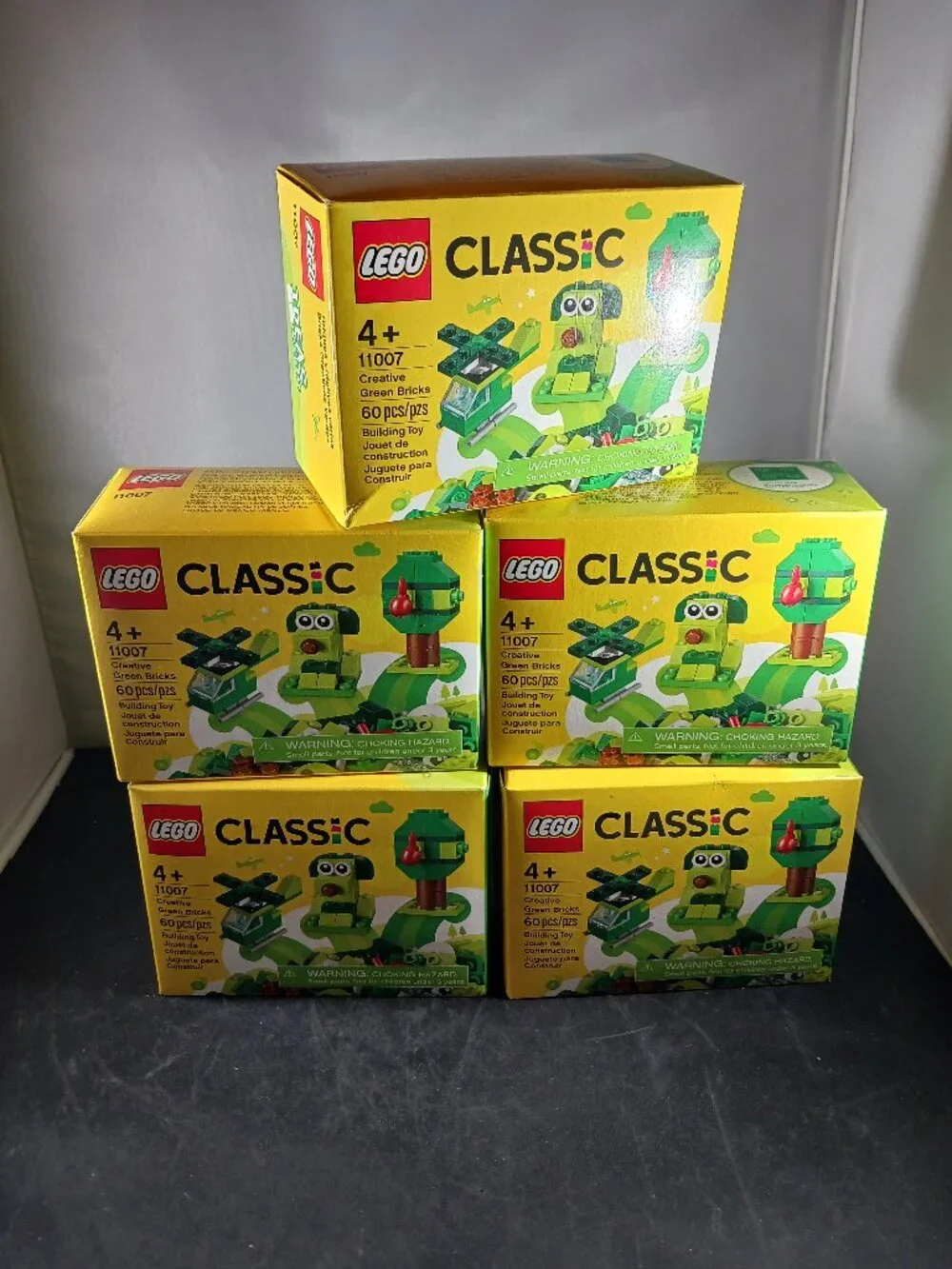 5 Boxes LEGO Classic Creative Green Bricks 60 Piece Building Toy #11007 4+